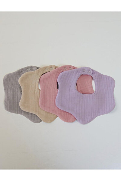 4-Piece 100% Organic Cotton 8-Layer Multi Muslin Flower Girl Baby Saliva And Food Bib,Collar (MODEL 1)