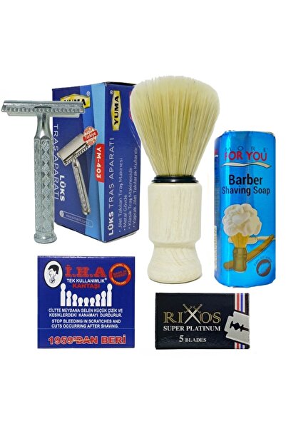 Yuma Tıraş Makinesi, Jiletli Tıraş Aleti, Tıraş Fırçası ve Sabunu, 5'li Jilet...