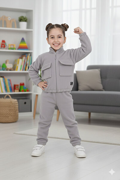 ERDEM KIDS Set de trening din bumbac cu fermoar, cu guler ridicat buzunare, p...