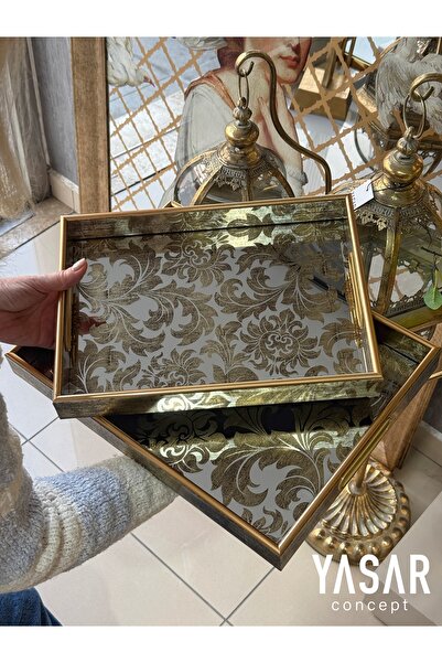 YASAR CONCEPT Ravena Mirrored Tray Set