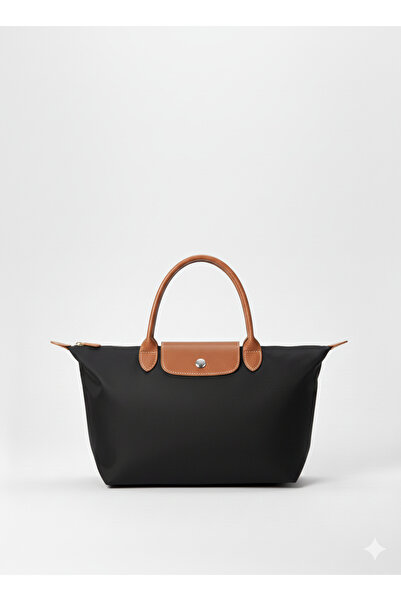 timelessbag حقيبة يد نسائية سوداء من القماش بسحاب