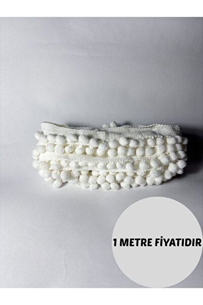 MİKSAJ BEYAZ PAMUK KENAR PONPON