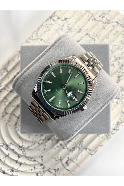 Coliseum Yuvarlak İçi Yeşil Gümüş Kordon Erkek Kol Saati