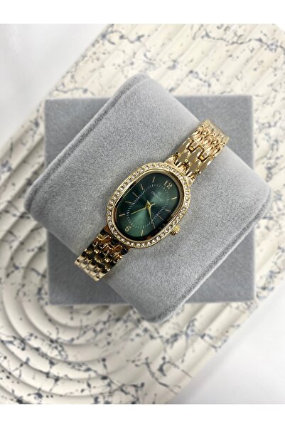 Coliseum Vintage Green Gold Women's Wristwatch with Design Stone Detail