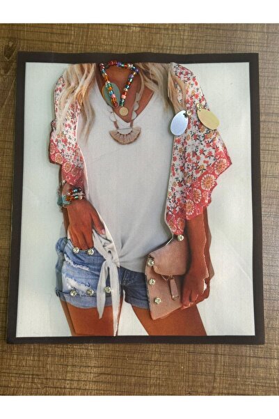 Gönülden Tasarım 24x20 εκ. Απλικέ ροζ με ανάγλυφη επένδυση με παγιέτες και χά...