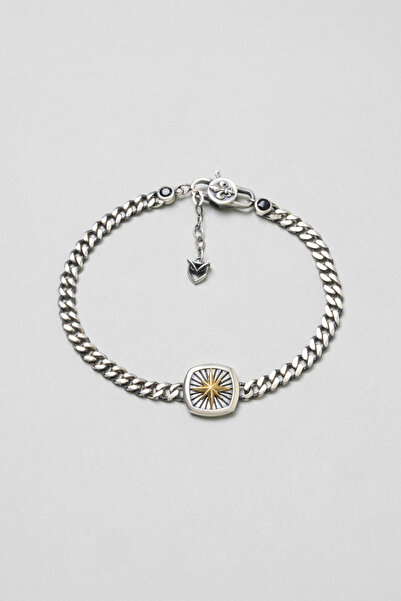 So CHIC... Kutup Yıldızı 18 Ayar Beyaz Altın Kaplama Gümüş Erkek Bileklik