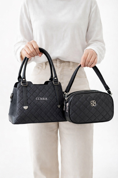 MOLDİVA Set de 2 genți negre pentru femei, combinație de genți pentru femei, ...