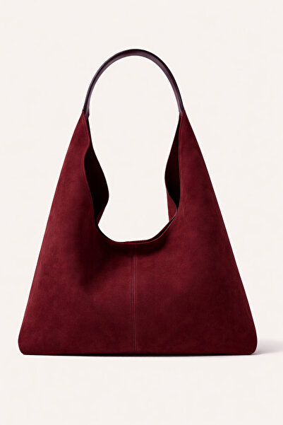 HBS Burgundy Casual Shoulder Bag 100%Suede Bag
