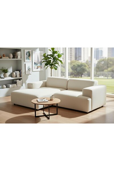 Vivense ELSA KETEN MİNİ KÖŞE KOLTUK, SOL KÖŞE, KIRIK BEYAZ