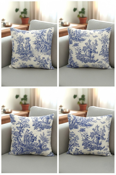 shopshop Set de 4 huse de pernă decorativă, rustică, modernă, pentru țărănele...