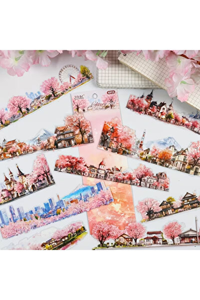 Kolbi Craft 10 قطع من ملصقات المناظر الطبيعية الشفافة الكبيرة لساكورا، لتزيين...