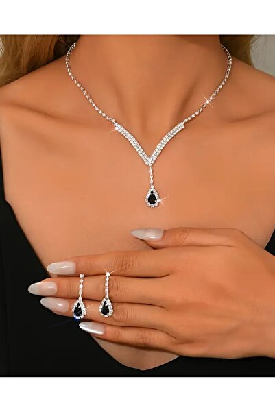 Mihra Aksesuar مجموعة أقراط قلادة