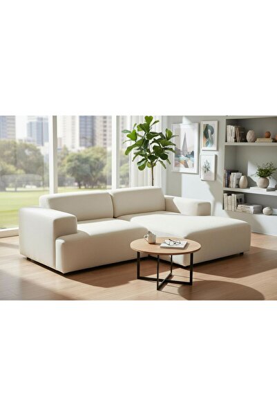 Vivense ELSA KETEN MİNİ KÖŞE KOLTUK, SAĞ KÖŞE, KIRIK BEYAZ