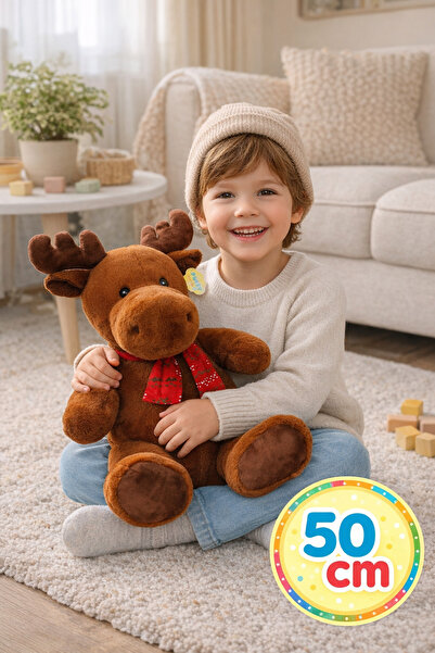 TOYFEST غزال قطيفة 52 سم - تصميم مع وشاح