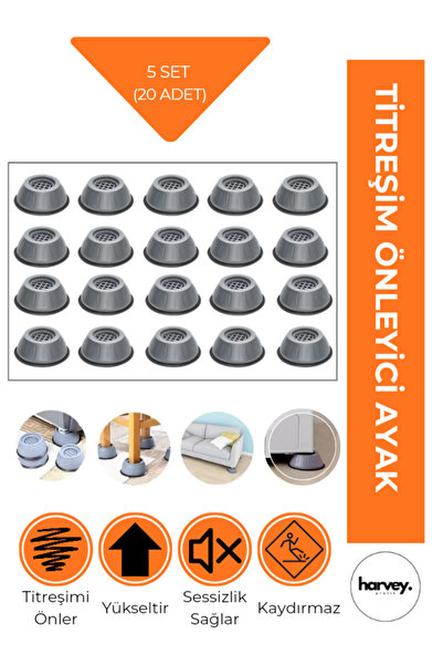 Harvey 20 Adet Gürültü Engelleyici Ve Kaymaz Titreşim Önleyici Kauçuk Ayak Pe...