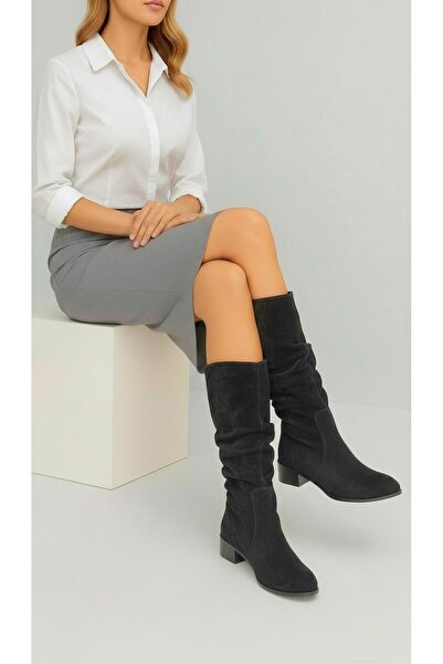 37Numara BÜYÜK NUMARA KADIN HAKİKİ NUBUK BOT 41-42-43-44-45 SİYAH NUBUK