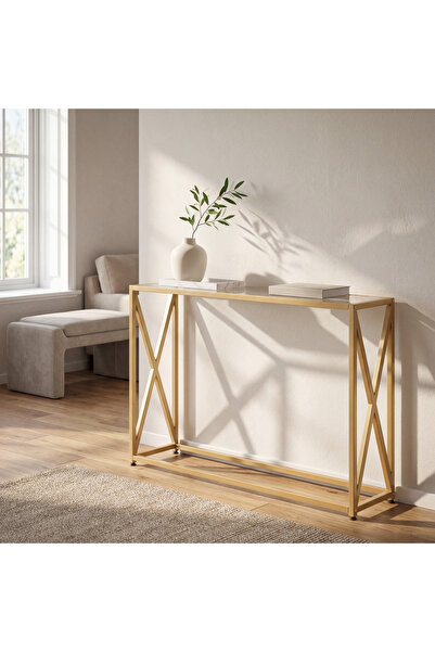 lacody Soho Dean Dresuar Gold Renk Metal İskeletli Temper Camlı Raflı Dresuar...