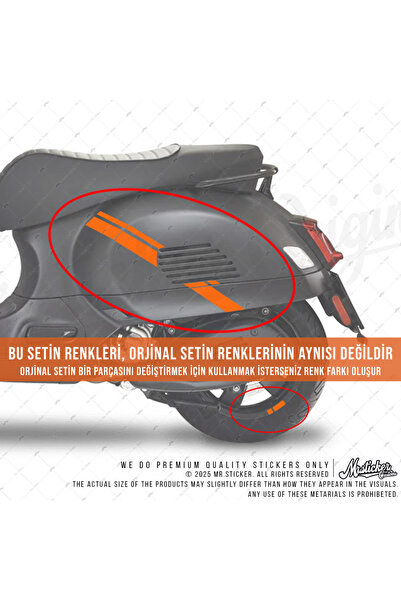 Bay Etiket STS70 Parlak Turuncu Renk Vespa GTV 300 Uyumlu Yan Gövde Sticker S...