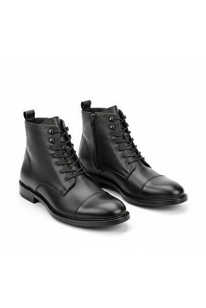 Martinetto جلد طبيعي أسود أحذية رجالية عادية