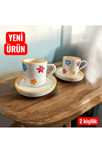 Ganita home Kahve Fincanı Renkli Papatya Çiçekler Hediyelik Sunum Keyfi 2 Kiş...