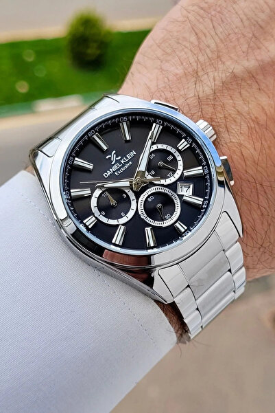 Daniel Klein Black Dial Black Cord Silver Color Inner Indicators Active Men's...