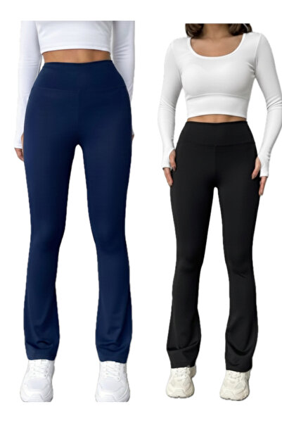 glanour بنطال ضيق نسائي عالي الخصر يبرز انحناءات الجسم واسع الأرجل موسمي