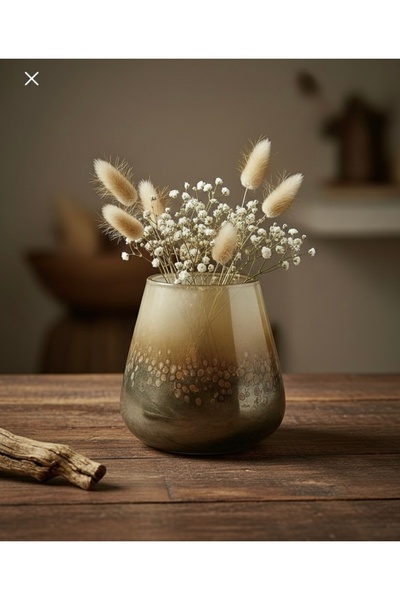 PINALE ART Lüks Dekoratif Vazo El Yapımı Cam 26x26x17cm
