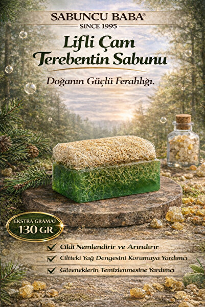 SABUNCU BABA - Doğal Kabak Lifli Çam Terebentin Sabunu - 130 GR. Cildinizde F...
