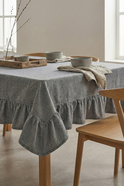 Morlay Romance |   Ruffled Tablecloth - Vintage Solid Color Decorative - Squa...