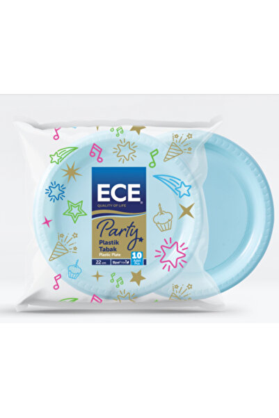 Ece Party Renkli Plastik Tabak 10lu-Mavi