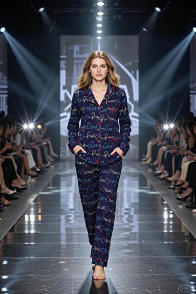 Aydoğan Atlas Single Jersey Button Front Long Sleeve Women's Pajama Set