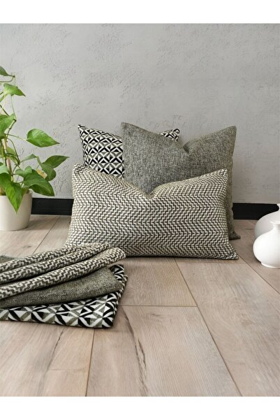 kissen طقم غطاء وسادة منسوجة عصرية منقوشة من 3 قطع ''أريون''، 2 قطعة ''43×43'...