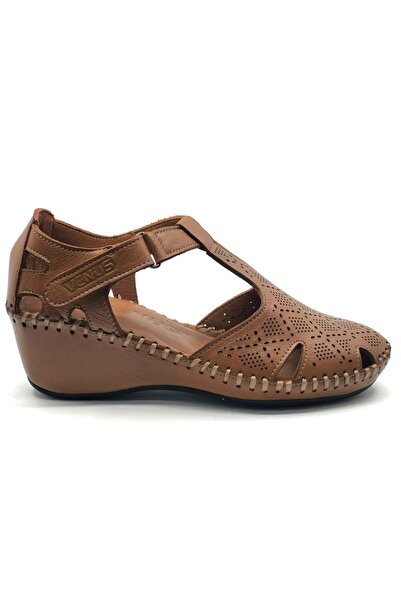 Venüs Linda Hakiki Deri Comfort Ortopedik Kadın Sandalet TABA
