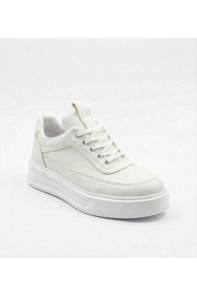 BESKAR حذاء رياضي رجالي من الجلد الأبيض يسمح بمرور الهواء - حذاء رياضي كاجوال...