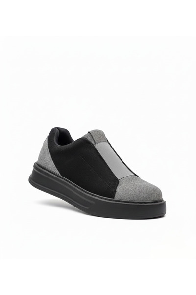 BESKAR Pantofi pentru bărbați, negru, gri, cu o singură curea, cu talpă înalt...