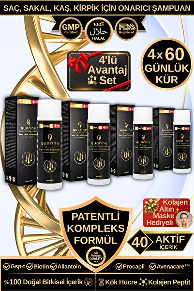 Dr.Sammy's Quarine Onarıcı Şampuan - 4'lü Avantaj Set (Dökülme Karşıtı 4 Aylı...