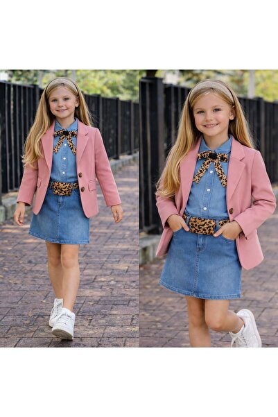 KOKOŞ BEBEK Σετ κομψότητας για κορίτσια 5 τεμαχίων – Τζιν πουκάμισο, τζιν φού...