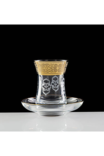 BYART Luxury royal tea set, 12 pieces: 6 cups and 6 saucers, glass with gold ...