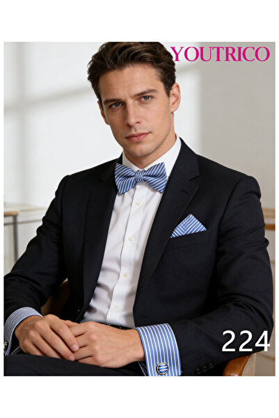 Youtrico 3PCS Bow Tie, Handkerchief Cufflink Set (Handmade)Men/Women Parties,...