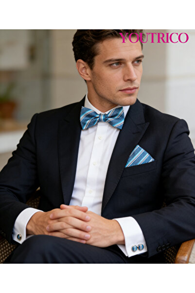 Youtrico 3PCS Bow Tie, Handkerchief Cufflink Set (Handmade)Men/Women Parties,...