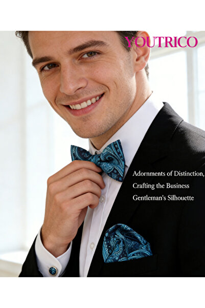 Youtrico 3PCS Bow Tie, Handkerchief Cufflink Set (Handmade)Men/Women Parties,...