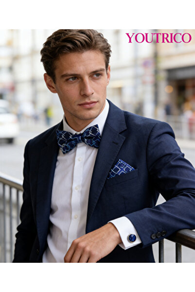 Youtrico 3PCS Bow Tie, Handkerchief Cufflink Set (Handmade)Men/Women Parties,...