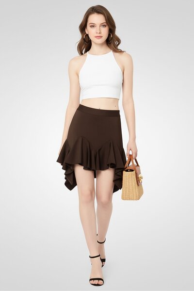 Givenchy Women Textured Casual Mini Skirts, Chocolate Brown
