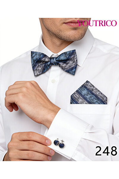 Youtrico 3PCS Bow Tie, Handkerchief Cufflink Set (Handmade)Men/Women Parties,...