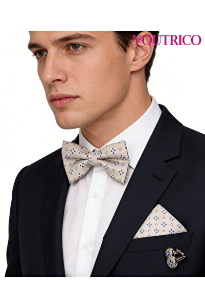 Youtrico 3PCS Bow Tie, Handkerchief Cufflink Set (Handmade)Men/Women Parties,...