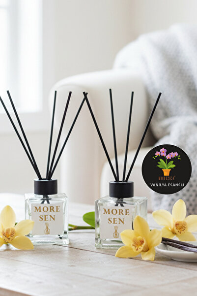 MORESEN 2 Adet - Bambu Çubuklu Oda Kokusu 100 ml – Yüksek Vanilya Esanslı, Ka...