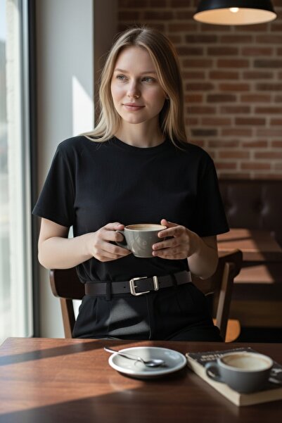 modayiğit Siyah metal tokalı kadın ince kemer