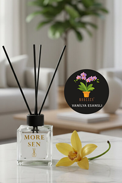 Bambu Çubuklu Oda Kokusu 100 ml – Vanilya Esanslı Etkili Ortam Kokusu, Kare Cam Ambalaj