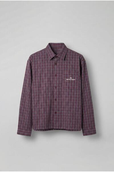 ablukaonline Ανδρικό πουκάμισο με μακρυμάνικο καρό oversized μπορντό