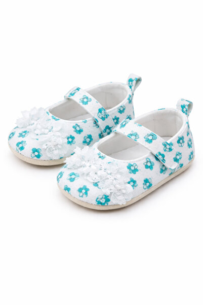 Superbaby Pantofiori albi pentru bebeluși pentru primii pași, cu dantelă și f...